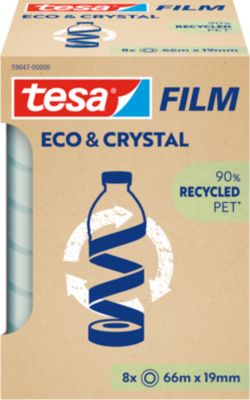 tesafilm® eco & crystal Klebeband, transparent, reißfest, L 66 m x B 19 mm, 8 Rollen