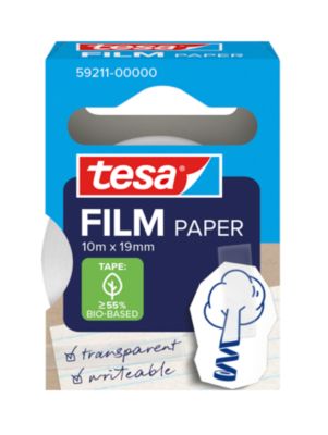 tesafilm® Paper Klebefilm, transparent, 19 mm x 10 m, lösungsmittelfrei, beschriftbar, 1 Rolle