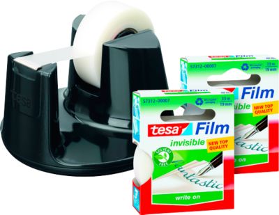 tesafilm® Tischabroller Easy Cut Compact + 3 Rollen Klebefilm matt-unsichtbar