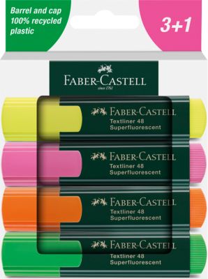 Textliner Faber-Castell, 4-er Etui, gelb, orange, rosa, grün