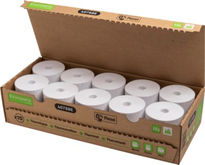 Thermorolle Exacompta 40768E, für Registrierkassen & Waagen, 48 g/m², L 76 m x B 80 mm, FSC®-Papier, weiß, 10 Rollen