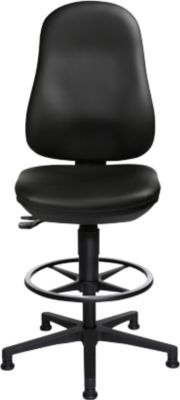 TOPSTAR Bürostuhl POINT 70 Counter, Fußring & Bodengleiter, Höhen- und neigungsverstellbar, Permanentkontakt, Lendenwirbelunterstützung, Kunstleder, schwarz
