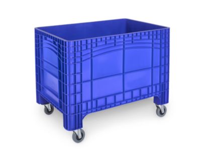 Transport-und Stapelbehälter Noah, ohne Deckel, Boden & Wände geschlossen, Volumen 535 l, Traglast bis 300 kg, Lenk- & Bockrollen, B 1200 x T 800 x H 950 mm, lebensmittelechtes Polyethylen, blau
