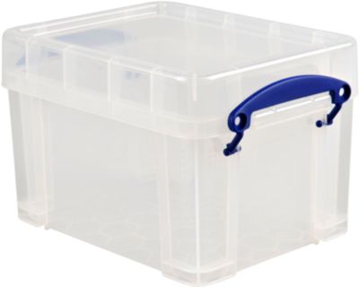 Transportbox Really Useful Box, Volumen 3 l, L 240 x B 180 x H 160 mm, stapelbar, mit Deckel & Klappgriffen, PP, transparent