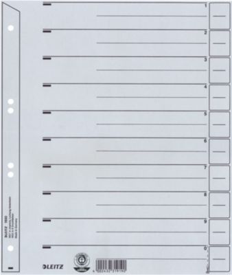 Trennblätter Nr. 1650, DIN A4, grau, 200 g/m², 100 Stück