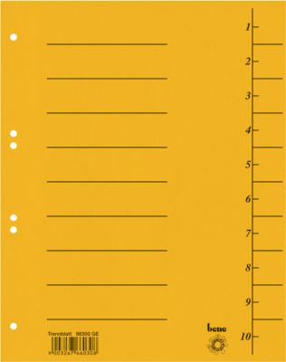 Trennblatt, Intensiv-Karton, DIN A4, gelb