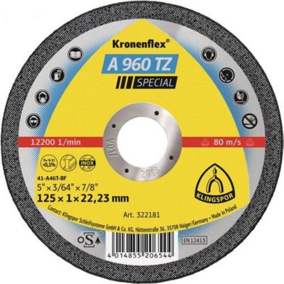Trennscheibe A 960 TZ Special D115x1mm ger.INOX Bohr.22,23mm KLINGSPOR, 25 Stück