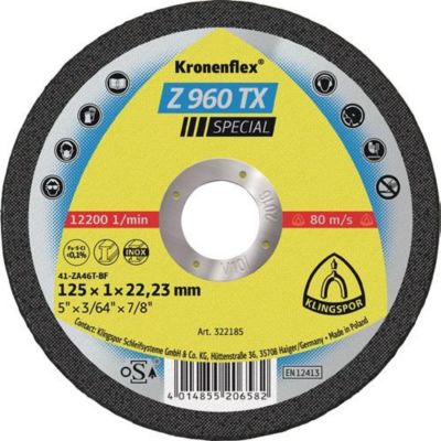 Trennscheibe Z 960 TX D115x1mm ger.INOX Bohr.22,23mm KLINGSPOR, 25 Stück