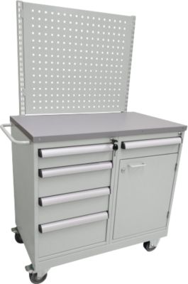 Treston Lochplatten-Set für TWIN Werkzeugwagen, B 780 x T 30 x H 685 mm, Stahl, lichtgrau RAL 7035