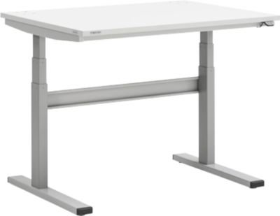Treston TED Arbeitstisch M900, B 1100 x T 800 mm, elektrisch höhenverstellbar, T-Fuss, lichtgrau RAL 7035
