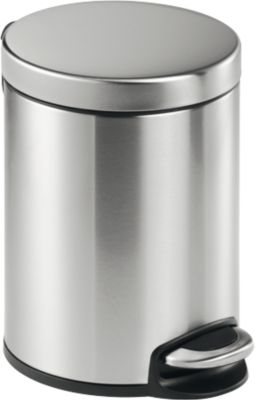 Treteimer Metall rund, Soft Close, 5 Liter, Edelstahl