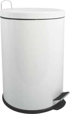 Treteimer MSV, rund, Volumen 20 l, rund, für den Innenbereich, mit Griff & herausnehmbarem Inneneimer, L 295 x B 295 x H 440 mm, Stahl & Kunststoff, weiss