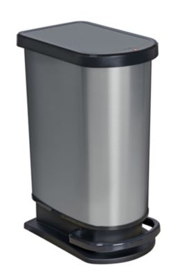 Treteimer Rotho mono PASO, 50 l, oval, Kunststoff, carbon metallic