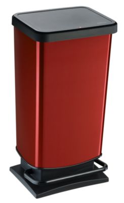 Treteimer Rotho PASO, 40 l, rechteckig, geruchsdicht, Kunststoff (BPA-frei), rot metallic