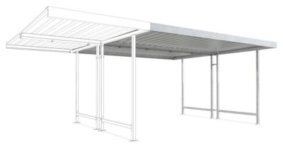 Überdachungssystem Modell Leipzig, doppelseitig, Anbaueinheit, B 4300 mm, verzinkt