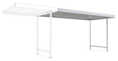 Überdachungssystem Modell Leipzig, einseitig, Anbaueinheit, T 2200 mm, B 4300 mm, verzinkt