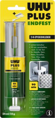 UHU PLUS Endfest 2-Komponenten Kleber, 25 g, auf Epoxidharzbasis, mit Doppelkammerspritze