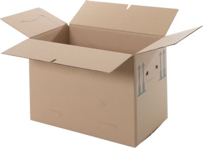 Umzugskarton, 1-wellig, bis 40 kg, Beschriftungsfeld, verstärkte Handgriffe, L 500 x B 300 x H 340 mm, FSC®, braun