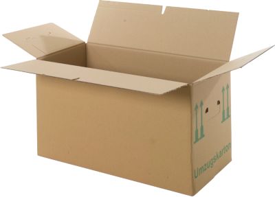 Umzugskarton, 2-wellig, bis 40 kg, Beschriftungsfeld, Doppelgriff-System, Schmetterlingsboden, L 610 x B 305 x H 320 mm, braun, 20 Stück