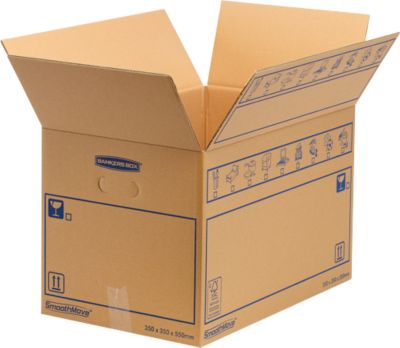 Umzugskarton SmoothMove Standard, 2-lagige Wellenpappe, Beschriftungsfeld, 350 x 350 x 550 mm, 67 L, 10 Stück