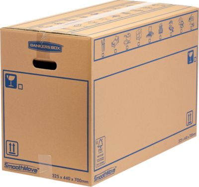 Umzugskarton SmoothMove Standard, 2-lagige Wellenpappe, Beschriftungsfeld, 440 x 330 x 70 mm, 100 L, 10 Stück