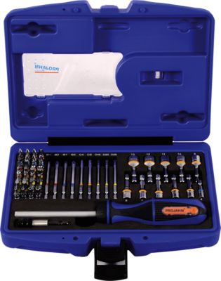 Universal Color-Bit-Box Projahn, 1/4" Größe, mit Ratschenschraubendreher, 60-tlg.