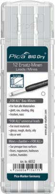 Universal Ersatzminen Pica BIG Dry FOR ALL, 5 mm, wasserlöslich, mit Etui, weiß, 12 Stück