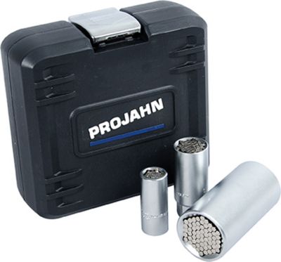Universal-Steckschlüsselkoffer PROJAHN, 3-tlg., 1/4" und 3/8" und 1/2", Kunststoff-Box