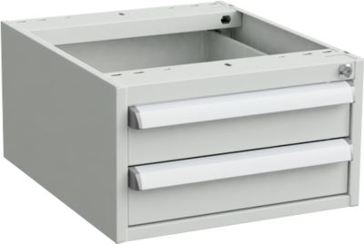 Unterbau-Container für Werkbänke, Zentralverschluss, mit ESD-Schutz, B 450 x T 520 mm, 2 Schubladen
