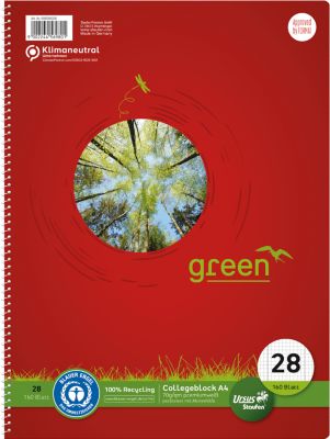 Ursus® Green Collegeblock, A4, 160 Bl. 5mm kariert
