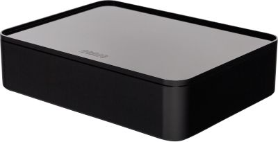 Utensilienbox HAN Allison Smart-Organizer, stapelbar, mit Deckel, rutschfeste Gummifüße, ABS-Kunststoff, schwarz
