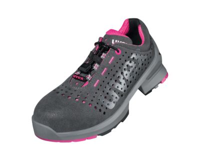 uvex ESD-Damen-Sicherheitshalbschuh 1 ladies, S1 SRC, gelocht, atmungsaktiv, Weite 10, grau-pink, Größe 41