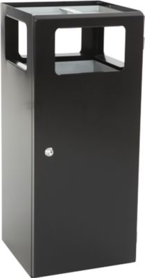 V-Part Ascher-Papierkorb Pyramide, Einwurföffnung 240 x 150 mm, Dreikantschloss, 70 Liter, B 385 x T 380 x H 880 mm, Stahl, schwarz