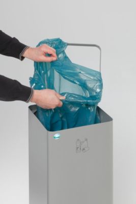 VAR Wertstoffsammelgerät WSG Quadro 79, 70 Liter, silber beschichtet, smaragdgrün RAL 6001