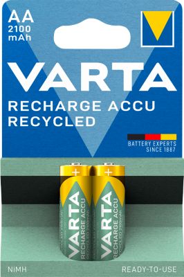 VARTA Akku Recycled Blister 2, wiederaufladbar, 2100mAh, AA, 2 Stück