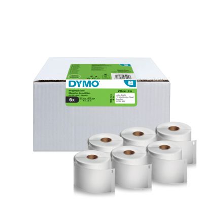 Versandetiketten Dymo® 2177565, extra groß, 102 x 210 mm, für Internetmarken, permanenthaftend, Papier, weiß, 6 Rollen mit jeweils 140 Stück