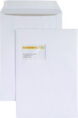 Versandtasche, C4, Papprückwand und Haftklebung, mit Fenster, weiß, 125 St.