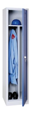 Vestiaire, 1 porte, l. 400 x H 1800 mm, à loquet rotatif, gris clair/bleu