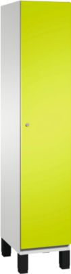 Vestiaire Cambio C+P, 1 compartiment, sur pieds, L 400 x P 525 x H 1980 mm, gris clair/vert clown