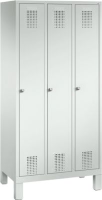 Vestiaire Evolo S 3000, acier, 3 compartiments, serrure à cylindre, gris clair RAL 7035/gris clair RAL 7035