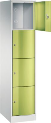 Vestiaire Resisto de C+P - 1 compartiment avec 4 casiers - l. 396 x P 540 x H 1950 mm - gris clair RAL 7035 et vert clown