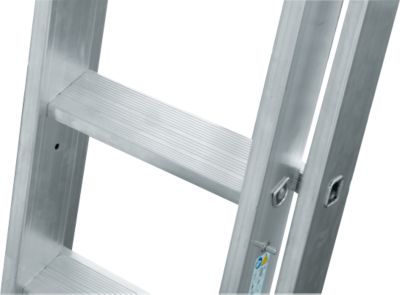 Vielzweckleiter Krause, 3-teilig, Stufen T 80 mm & Sprossen T 30 mm, Quertraverse, TRBS 2121-2, mit 3 x 8 Sprossen, Alu
