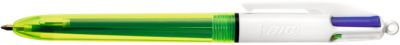 Vierfarbkugelschreiber BIC® 4 Colours® Fluo, dokumentenecht, 0,4 mm, inkl. Neongelb zum Highlighten