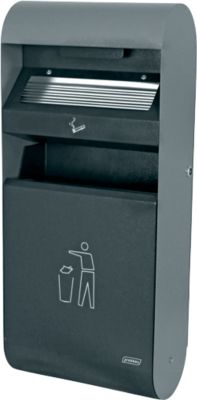 Wandascher-Abfall-Kombination, aus verzinktem Stahl, L 300 x B 140 x H 670 m, anthrazit