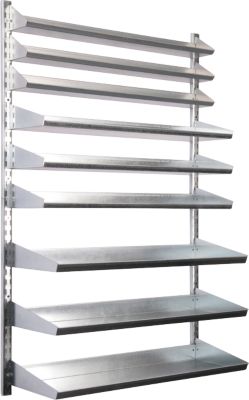 Wandregal 9 VK, 9 Böden, L 1000 x B 640 x T 100/155/220 mm, ohne Kästen