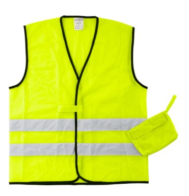 Warnweste, Unisex, EN ISO 20471: 2013, 2 Reflektorstreifen, in Tasche, 100 % Polyester, neongelb, Universalgröße M-XXL