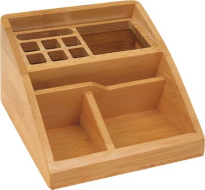 Wedo Tischorganizer Bambus, 3 Fächer, 1 Aluminium-Einsatz