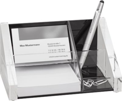 Wedo Tischorganizer, glasklares Acryl, 1 Stiftfach, 2 Sammel und 1 Notizzettelfach