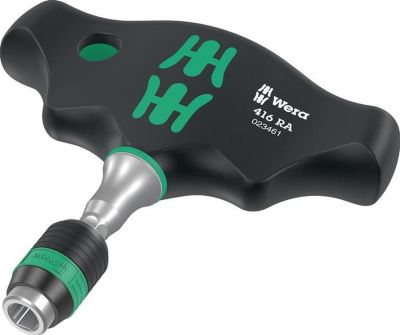WERA Bithalter 416 RA, 1/4 Zoll Ratsche, Feinverzahnung, Klingen-L. 45 mm, 2K-Griff