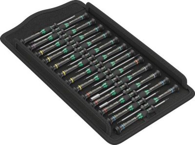 WERA Feinmechanikerschraubendrehersatz Kraftform Micro Big Pk.1, 25-teilig, Schlitz/PH/Sternprofil/Sternprofil PLUS®/Microstix®, drehbare Kappe